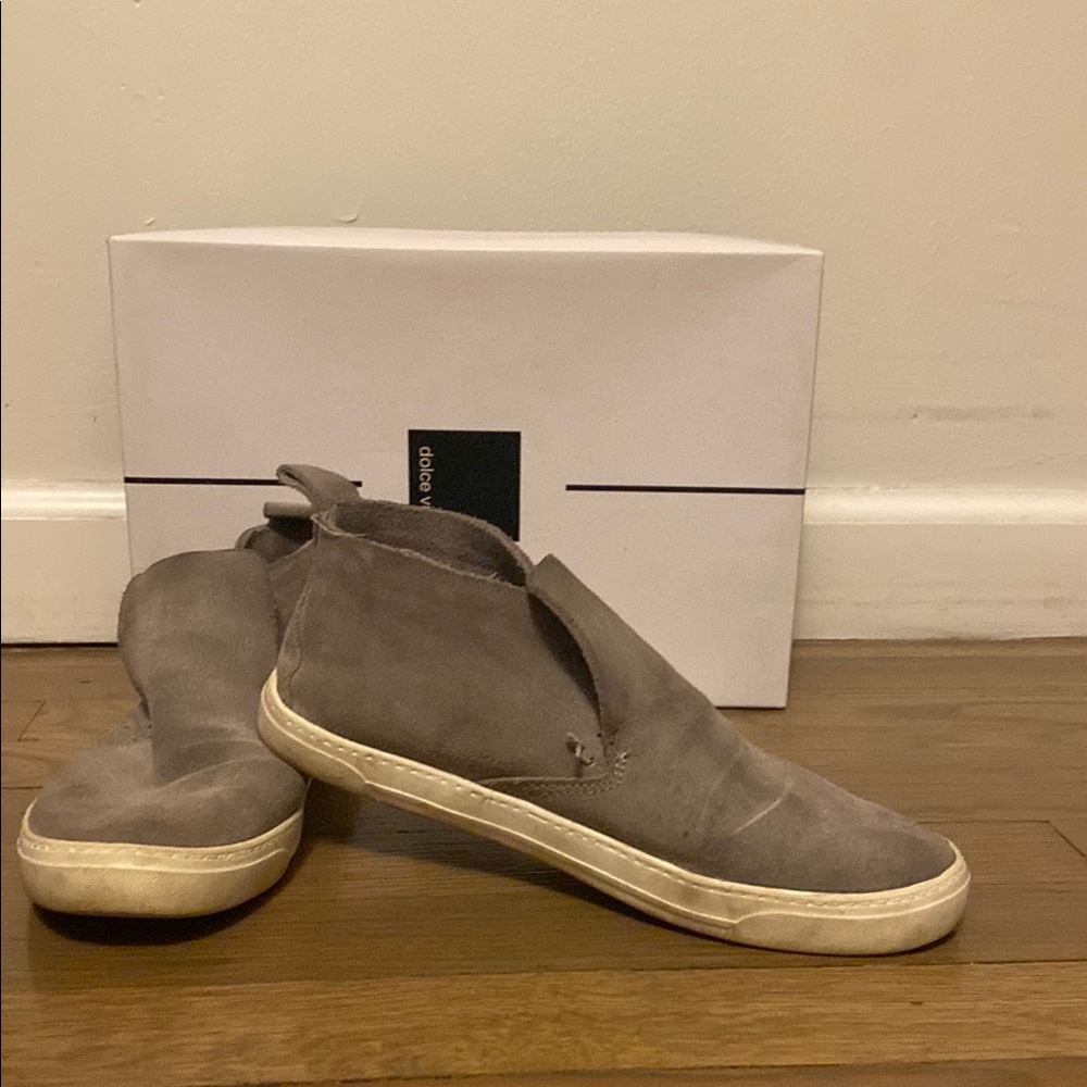 Gray Suede High-Top Sneakers
